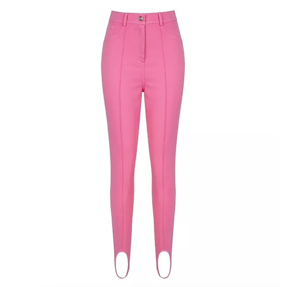 NOCTURNE High Waist Skinny Pink Stirrup Pants 40 8 Euro Femme‎ Equestrian Baddie